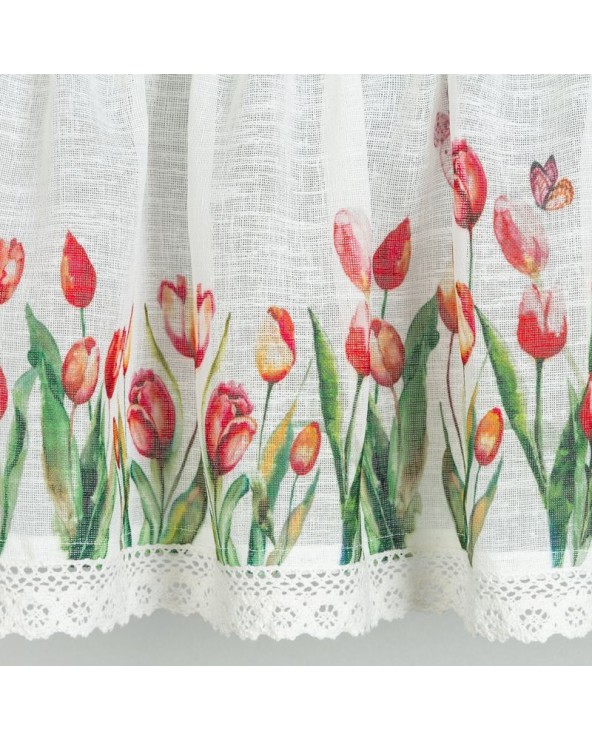 Zazdrostka z koronką 30x150 Stella biała/czerwona
