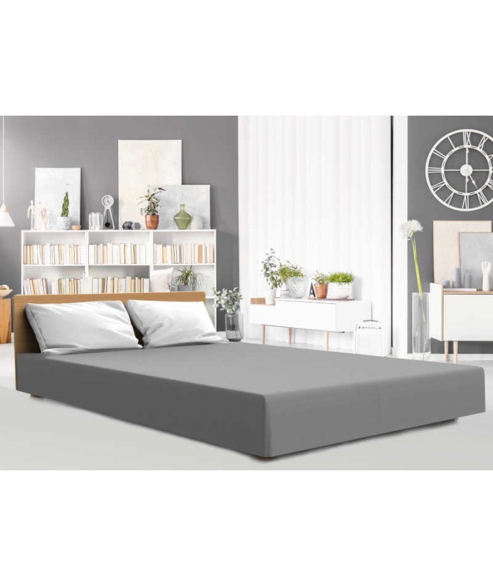 Prześcieradło jersey z elastanem 180x200 z gumką szare