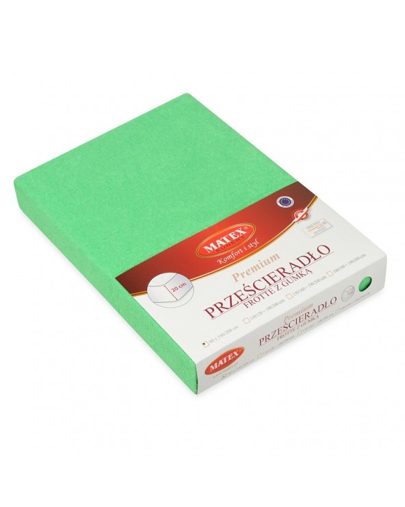 Prześcieradło frotte 90x200 z gumką zielone Premium Matex
