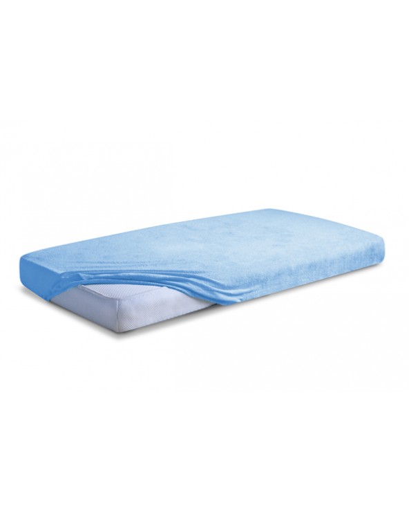 Prześcieradło frotte 90x200 z gumką błękitne Classic Matex