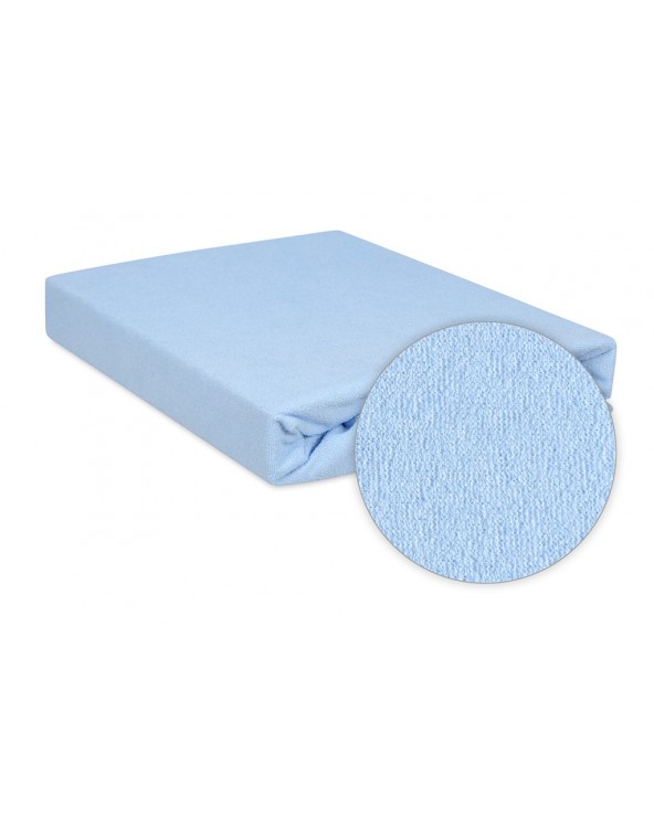 Prześcieradło frotte 90x200 z gumką błękitne Classic Matex