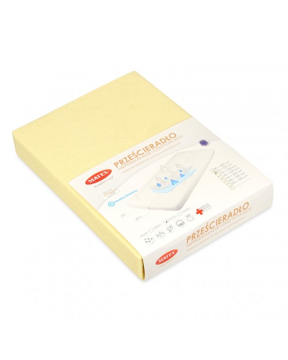 Prześcieradło nieprzemakalne frotte 140x200x20 z gumką kremowe MATEX