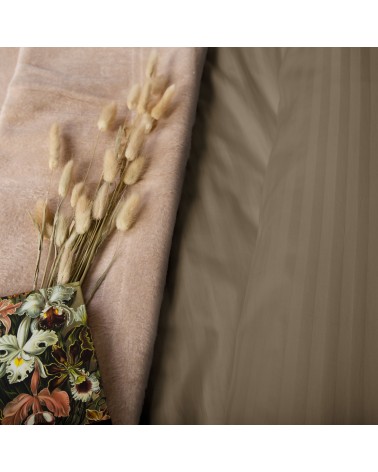 Poszewka satyna bawełniana 40x40 Cizgili light brown
