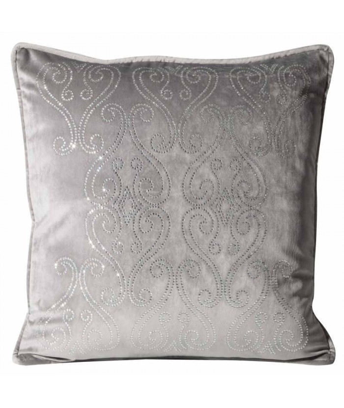 Poszewka velvet z cyrkoniami Kiko 45x45 popielata
