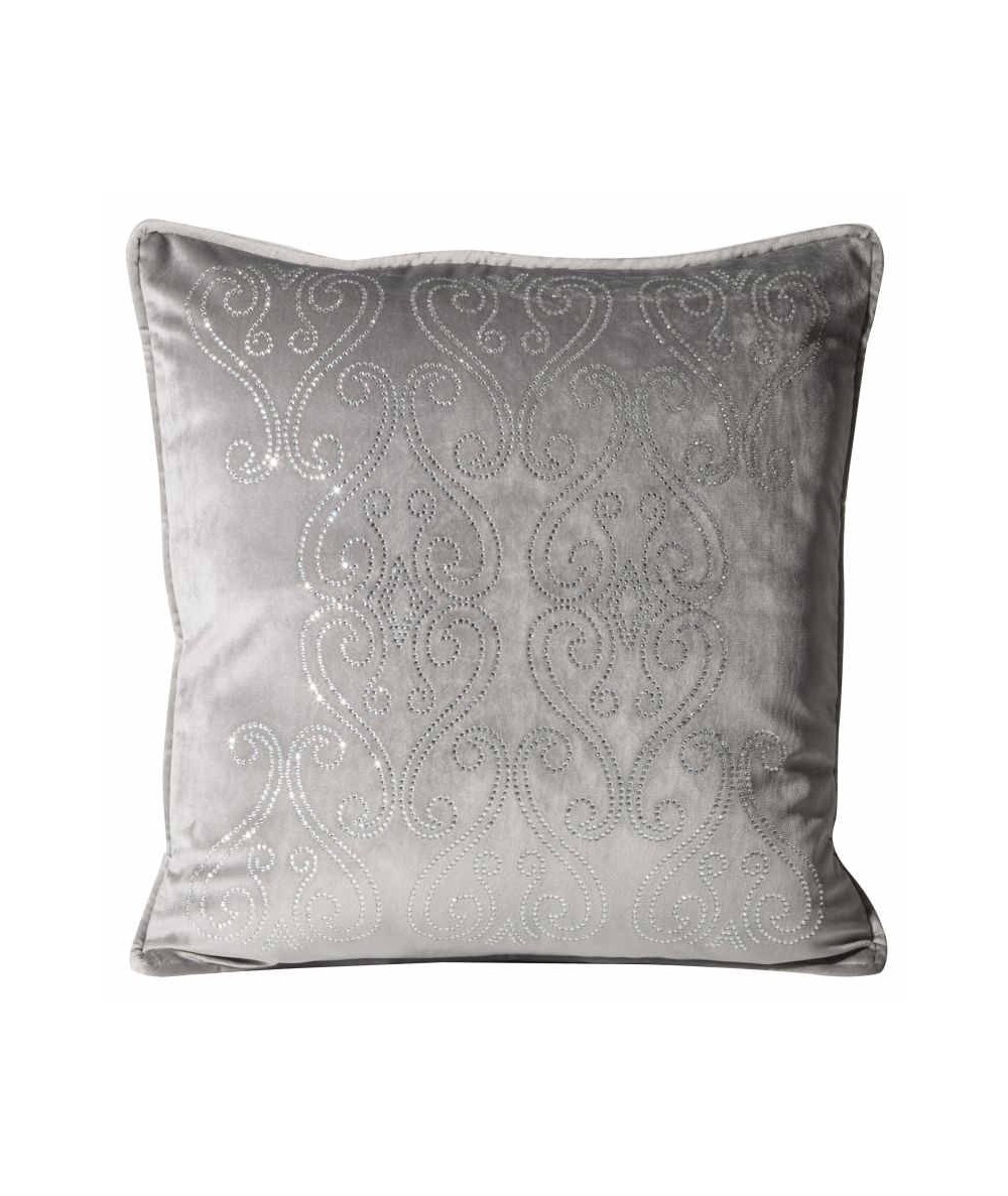 Poszewka velvet z cyrkoniami Kiko 45x45 popielata