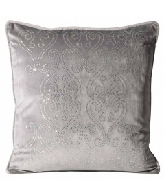 Poszewka velvet z cyrkoniami Kiko 45x45 popielata