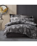 Pościel bawełna 200x220 + 2x70x80 Flory Dark Grey Jaquard