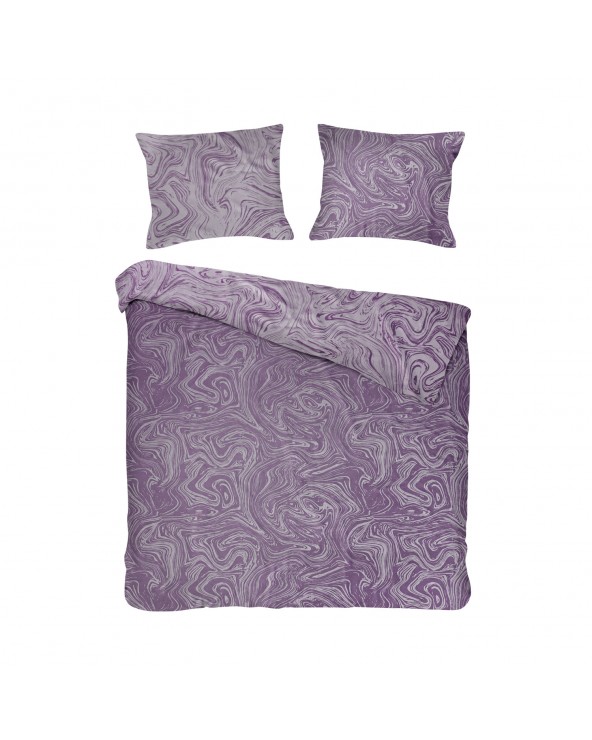 Pościel bawełna 200x220 + 2x70x80 Marble Purple Jaquard