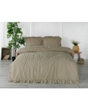 Pościel z falbanami 200x220 + 2x70x80 Stonewashed Oxford Tan
