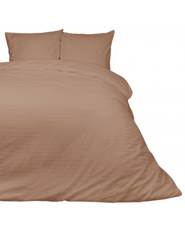 Pościel satyna bawełniana 200x220 + 2x70x80 CIZGILI cinnamon