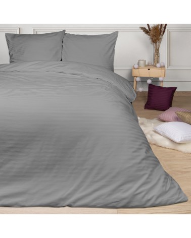 Pościel satyna bawełniana 200x220 + 2x70x80 CIZGILI grey