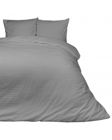 Pościel satyna bawełniana 200x220 + 2x70x80 CIZGILI grey