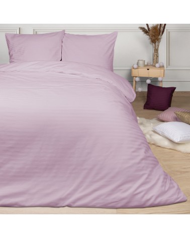 Pościel satyna bawełniana 140x200 + 1x70x80 CIZGILI lila