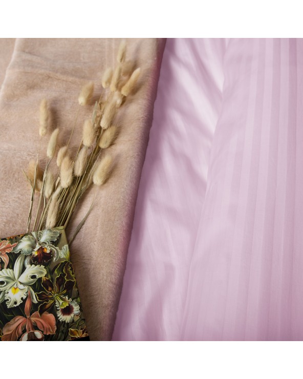 Pościel satyna bawełniana 140x200 + 1x70x80 CIZGILI lila