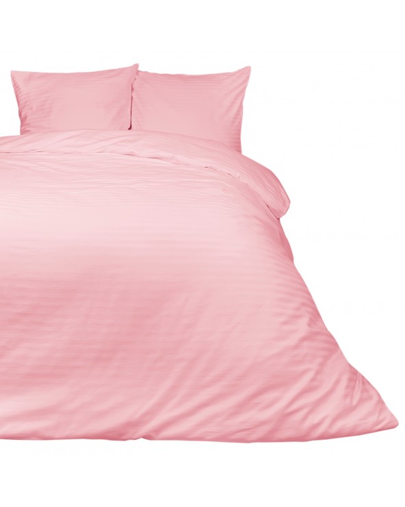 Pościel satyna bawełniana 140x200 + 1x70x80 CIZGILI pudra