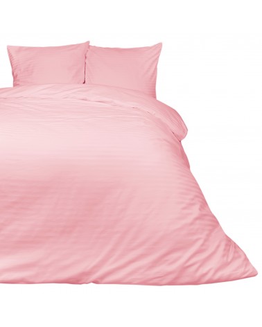 Pościel satyna bawełniana 140x200 + 1x70x80 CIZGILI pudra