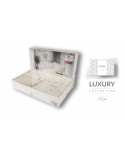 Pościel satyna żakardowa 200x220 + 2x70x80 Beluga Ecru Luxury Premium