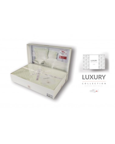 Pościel satyna żakardowa 200x220 + 2x70x80 Monte Ecru Luxury Premium
