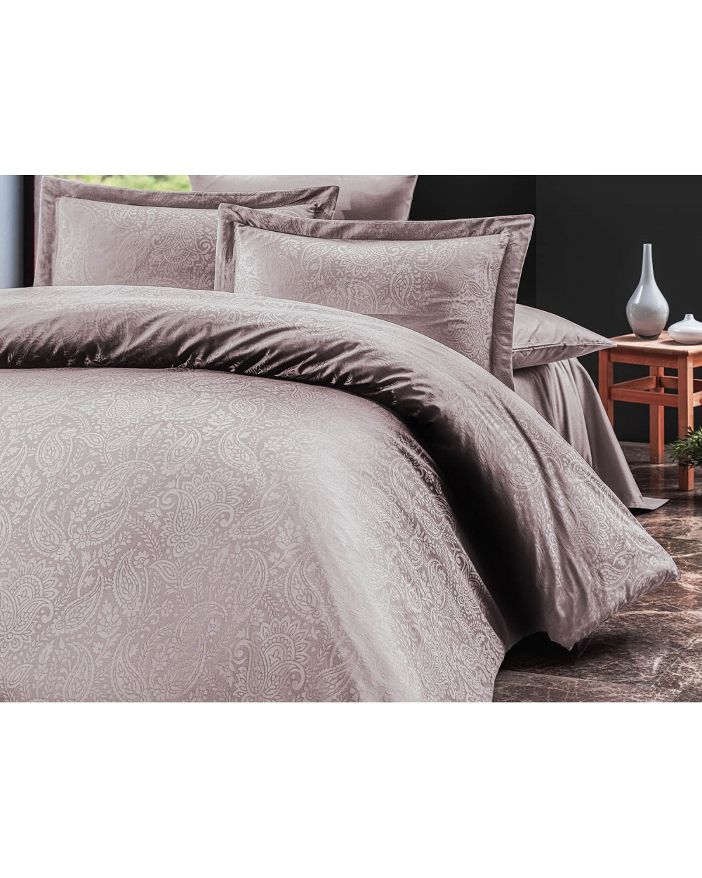 Pościel satyna żakardowa 200x220 + 2x70x80 Sal Light Lila Luxury Premium
