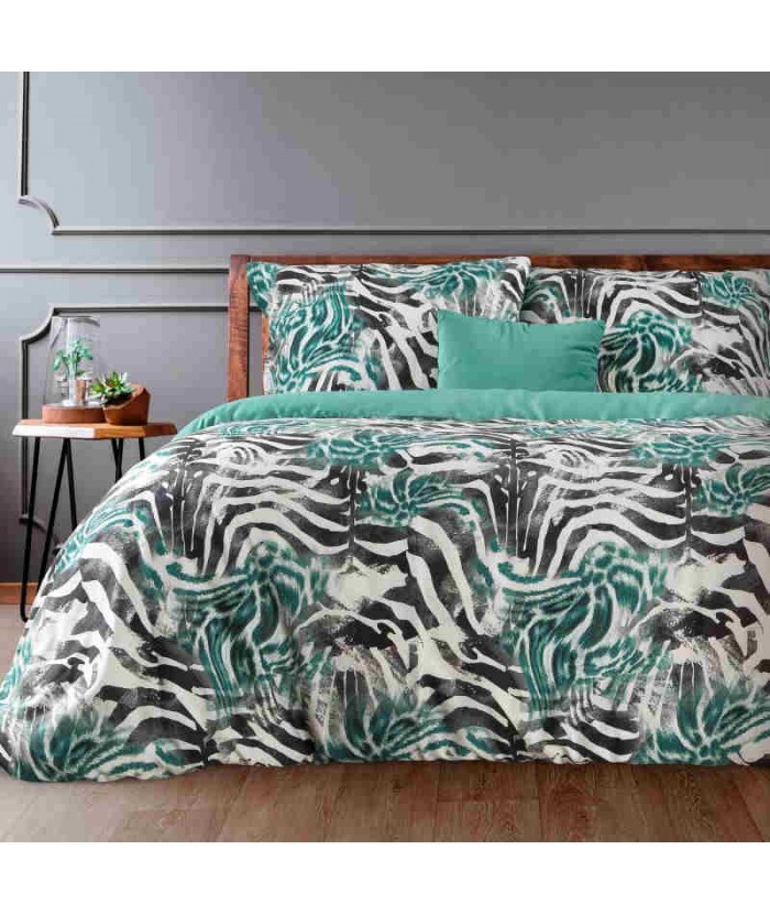 Pościel satyna bawełniana Zebra 160x200 + 2x70x80 z zamkiem