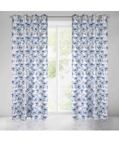 Zasłona zaciemniająca w kwiaty Willow 135x250 niebieska z przelotkami