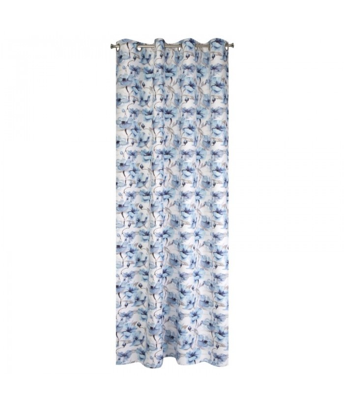 Zasłona zaciemniająca w kwiaty Willow 135x250 niebieska z przelotkami