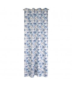 Zasłona zaciemniająca w kwiaty Willow 135x250 niebieska z przelotkami