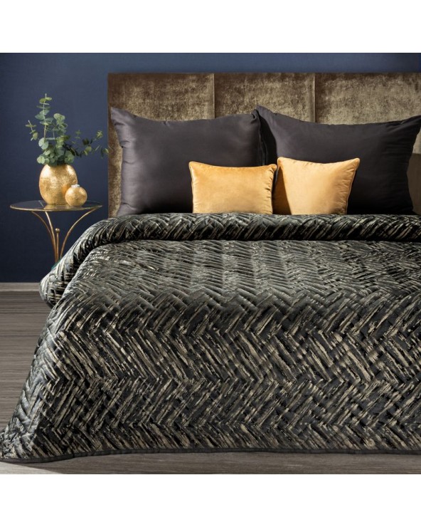 Narzuta velvet 220x240 Agata 1 czarna/złota