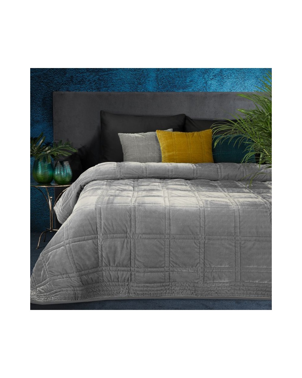 Narzuta velvet 170x210 Kristin 2 srebrna