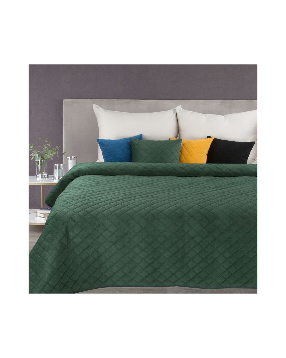Narzuta velvet 170x210 Milo ciemnozielona