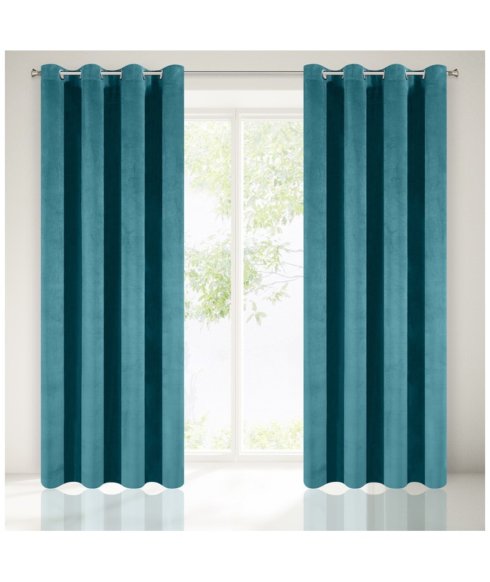 Zasłona welwetowa Velvet 140x250 turkusowa z przelotkami