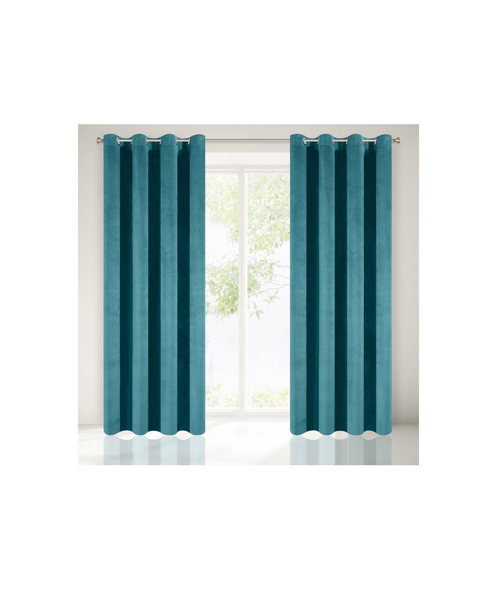 Zasłona welwetowa Velvet 140x250 turkusowa z przelotkami