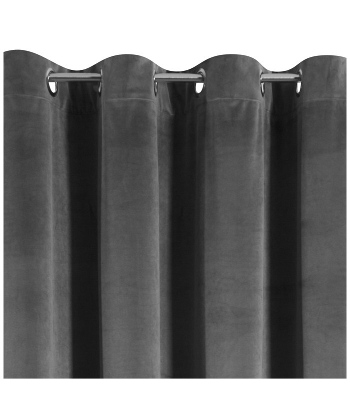 Zasłona welwetowa Velvet 140x250 stalowa z przelotkami