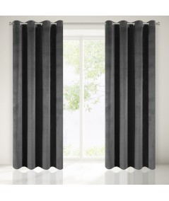 Zasłona welwetowa Velvet 140x250 stalowa z przelotkami