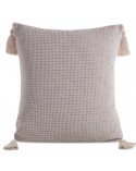 Poszewka płócienna 45x45 Boho 3 kremowa/srebrna