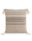 Poszewka płócienna 45x45 Boho 4 pudrowa/stalowa