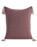Poszewka płócienna 45x45 Boho 6 bordowa
