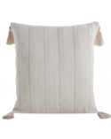 Poszewka płócienna 45x45 Boho 8 kremowa