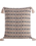 Poszewka płócienna 45x45 Boho 9 kremowa/czarna