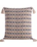 Poszewka płócienna 45x45 Boho 9 kremowa/granatowa