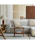 Poszewka płócienna 45x45 Boho 9 kremowa/granatowa