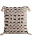 Poszewka płócienna 45x45 Boho 9 kremowa/zielona