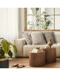 Poszewka płócienna 45x45 Boho 9 kremowa/zielona