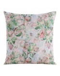 Poszewka płócienna 45x45 Flore 10 zielona/różowa