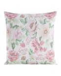 Poszewka płócienna 45x45 Flore 11 rózowa/zielona 