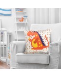 Poszewka velvet 45x45 Kids 8B biała/pomarańczowa