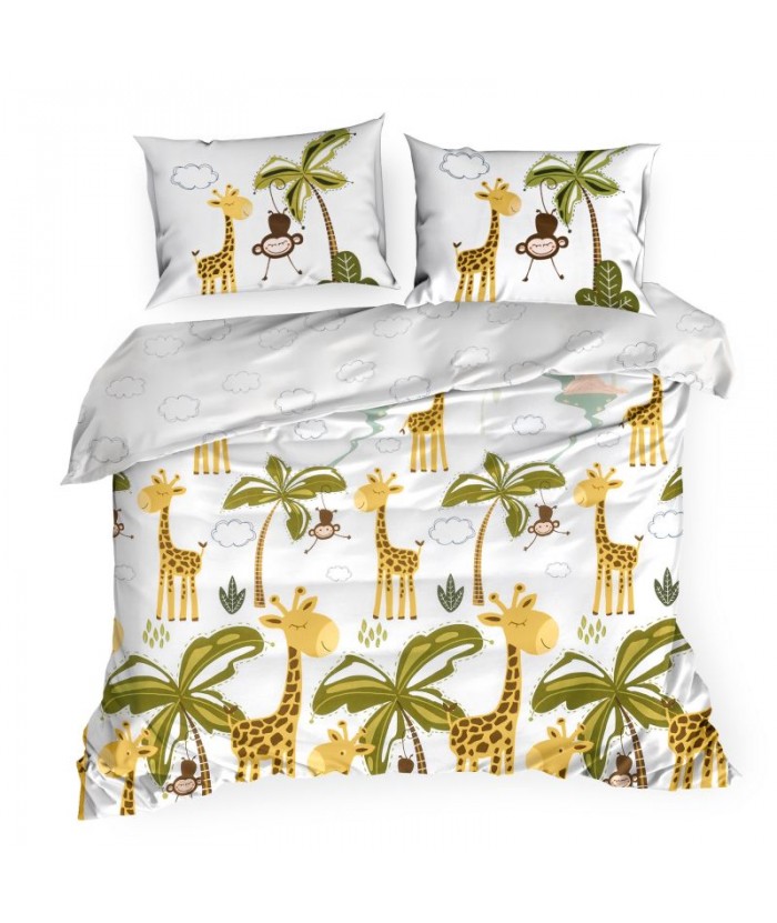 Pościel bawełna Giraffe 160x200 + 2x70x80 z zamkiem