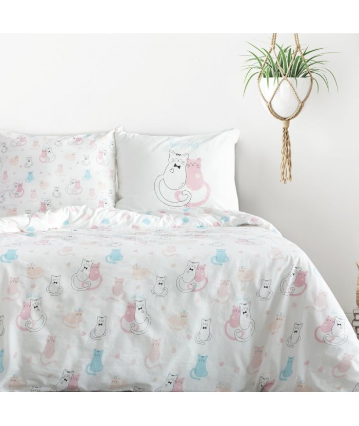 Pościel bawełna Kitty 160x200 + 2x70x80 z zamkiem