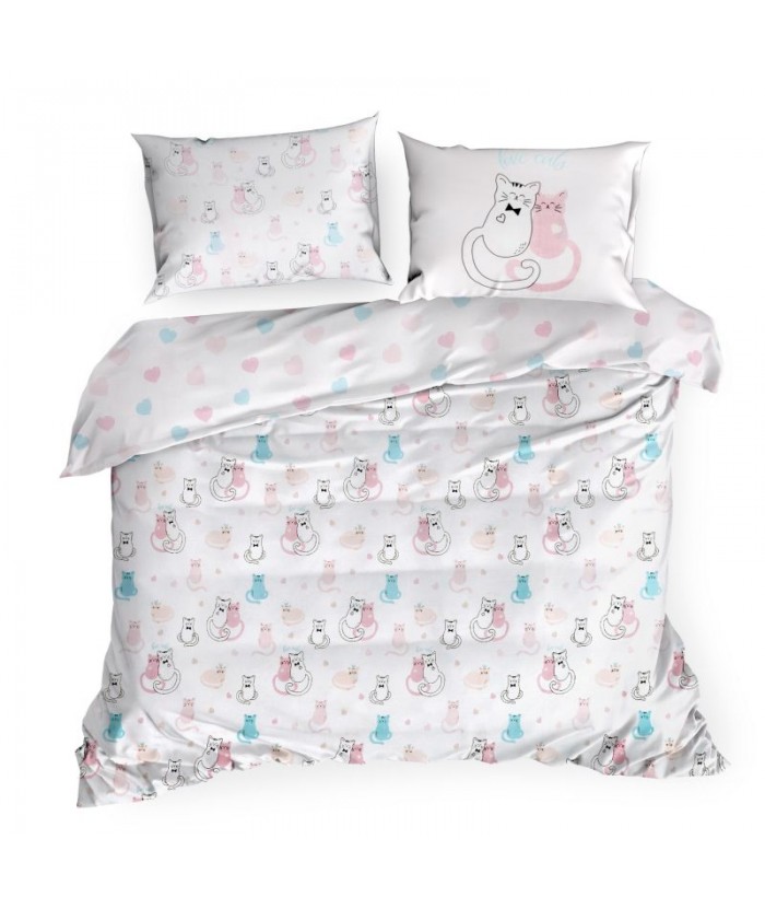 Pościel bawełna Kitty 160x200 + 2x70x80 z zamkiem