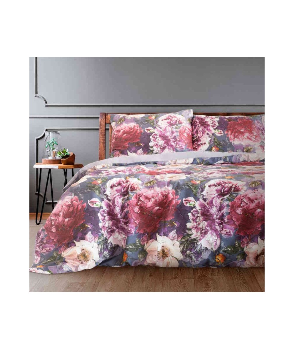Pościel satyna bawełniana Peonia 160x200 + 2x70x80 z zamkiem